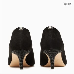 Kate Spade Women New York Black Suede Kitten Heel Pumps 8.5 Pointed Toe Classic